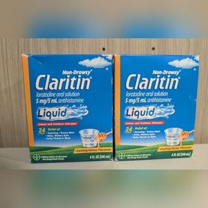 (2) Claritin Liquid Allergy Relief, Cooling Honey Flavored, 8oz Adults & Kids 6+